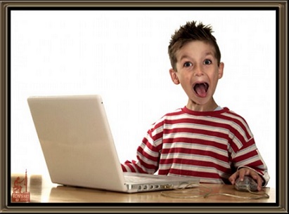 Excited Newbie Boy At Laptop